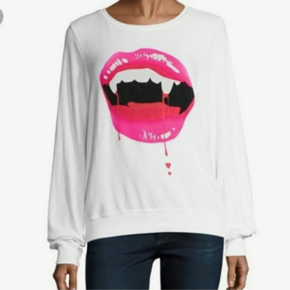 HTF Wildfox Vampire Lips Fangs Jumper Sweater